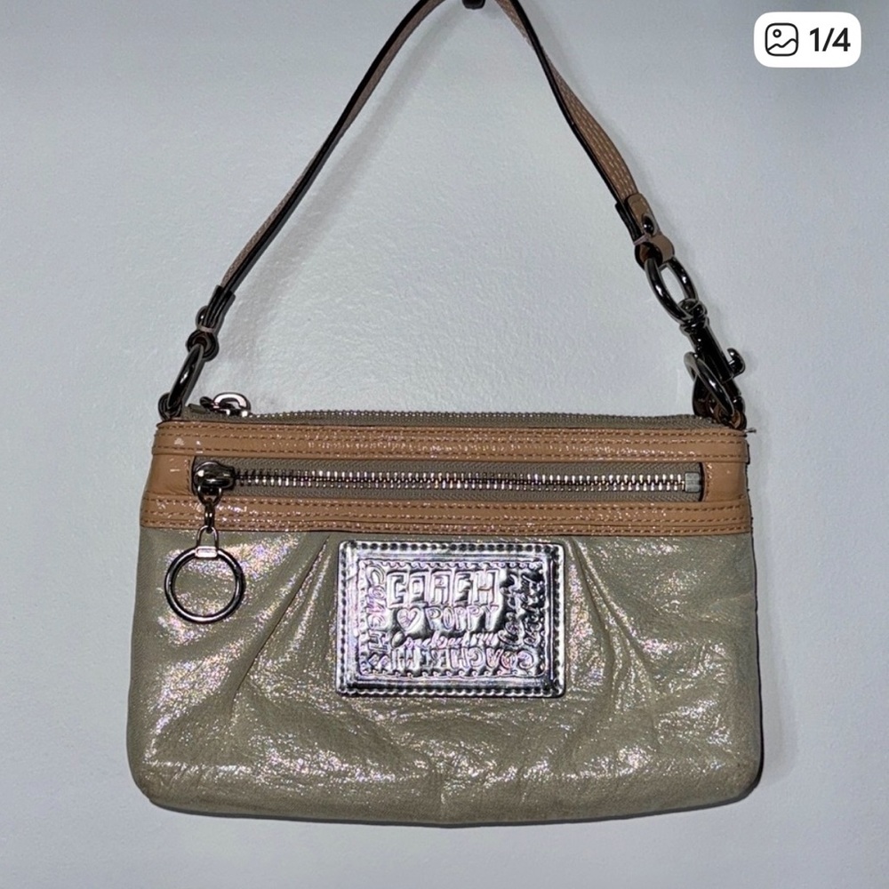 Coach Poppy Shimmer Small Shoulder Mini Bag / Wristlet Y2K